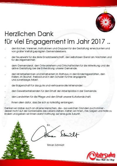 Weihnachtsgruß des Bürgermeisters