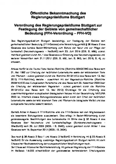 Öffentliche Bekanntmachung des Regierungspräsidiums Stuttgart