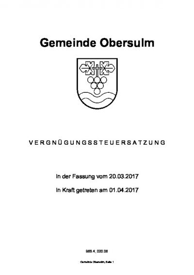 Vergnügungssteuersatzung