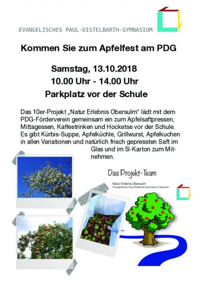 Apfelfest am Paul-Distelbarth-Gymnasium