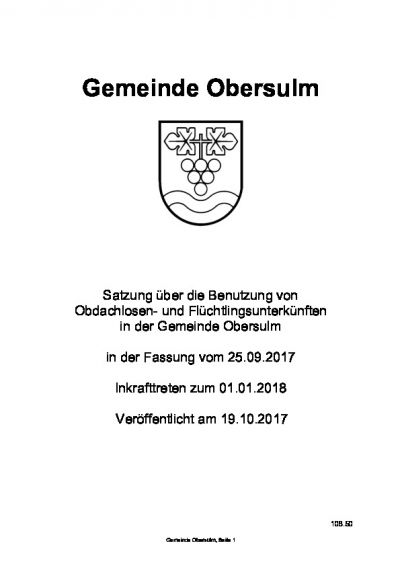 Benutzung von Obdachlosen- und Flüchtlingsunterkünften