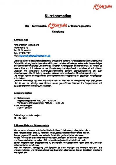 Kurzkonzeption Kindergarten Eichelberg