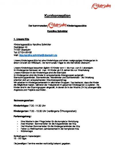 Kurzkonzeption Karoline-Schnizler-Kindergarten