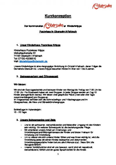 Kurzkonzeption Kinderhaus Postwiese Krippe