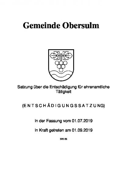 Entschädigung für Ehrenamtliche Tätigkeit