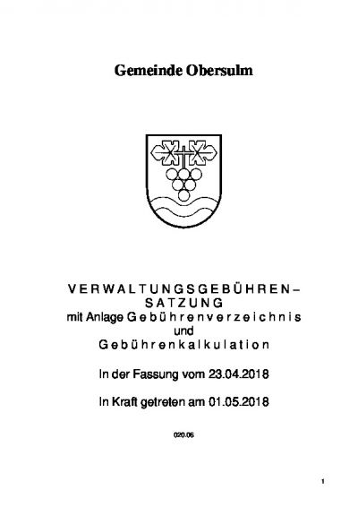 Verwaltungsgebührensatzung
