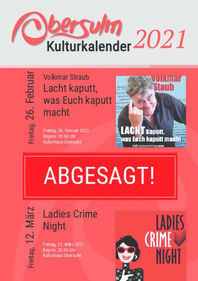 Veranstaltungen am 26.02.2021 und 12.03.2021