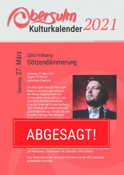 ABGESAGT - Götz Frittrang-Götzendämmerung am 27. März 2021