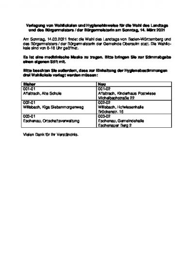 Hygienehinweise und Verlegung neu