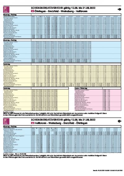 S4 Fahrplan vom 15. bis 21.8.2022