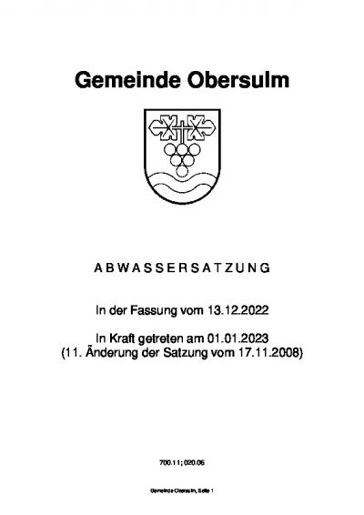 Abwassersatzung vom 13.12.22