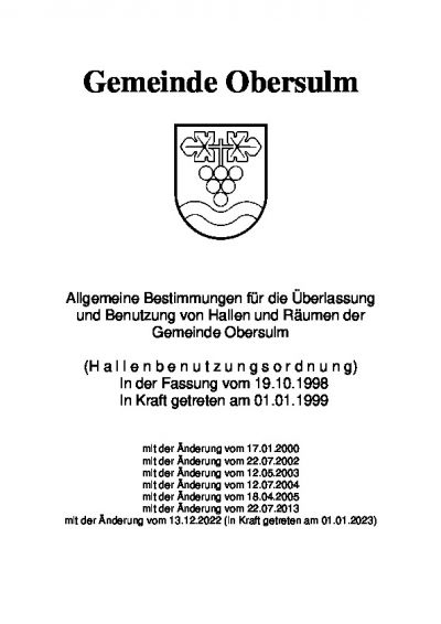 Benutzungsordnung der Turn- und Sporthallen