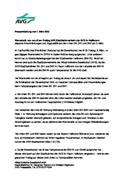 Pressemitteilung vom 1. März 2023