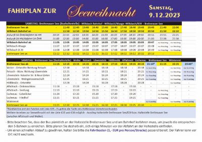 Fahrplan zur Seeweihnacht 2023