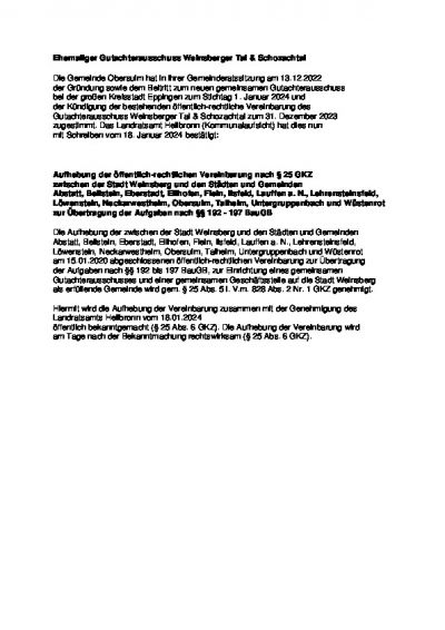 Ehemaliger Gutachterausschuss Weinsberger Tal & Schozachtal