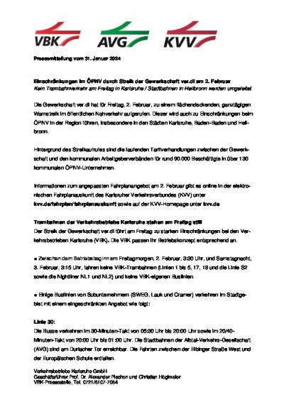 Pressemitteilung vom 31. Januar 2024