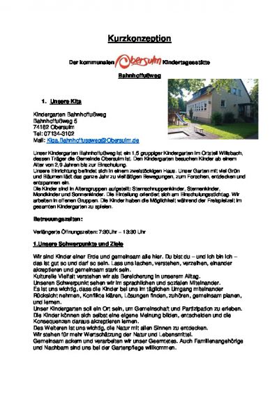 Kurzkonzeption Kindergarten Bahnhoffußweg