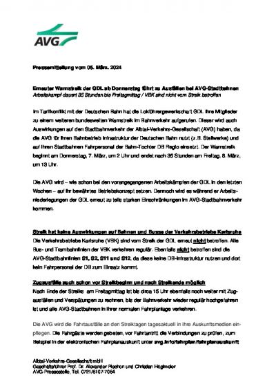 Pressemitteilung vom 05. März. 2024