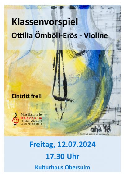Plakat Vorspiel Violinklasse Ottilia Ömböli-Erös