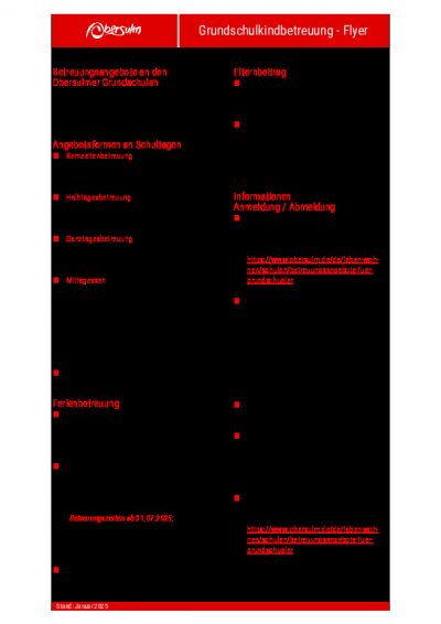 Flyer Schulkindbetreuung