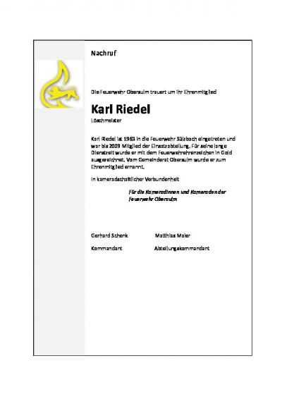 Nachruf Riedel