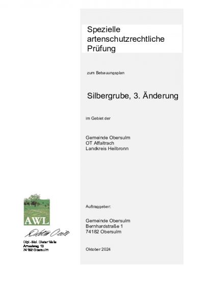 Anlage der Begründung: Spezielle artenschutzrechtliche Prüfung
