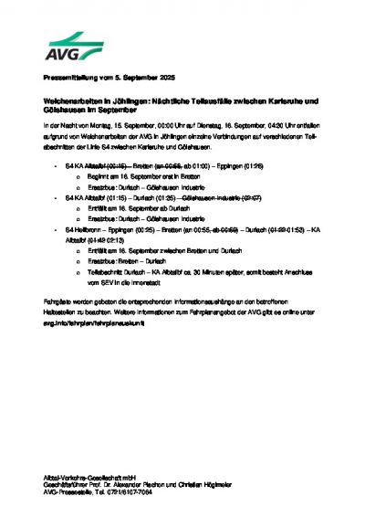 AVG Pressemitteilung vom 5. September 2025