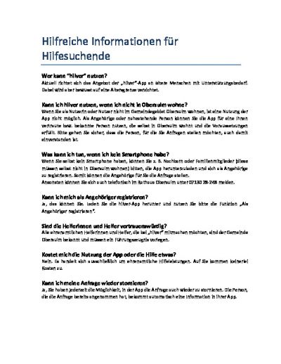 Hilfreiche Informationen für Hilfesuchende