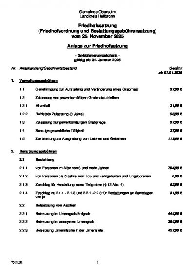 Benutzungsgebührensatzung