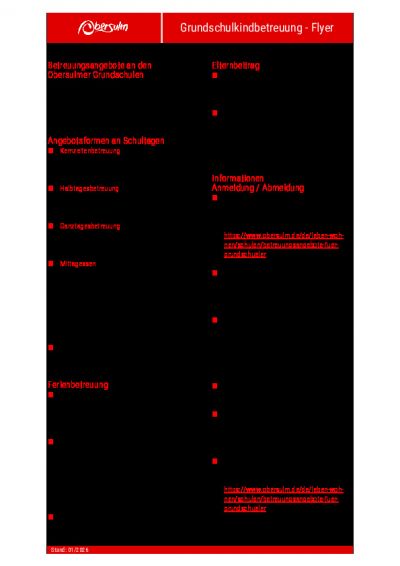 Flyer Schulkindbetreuung