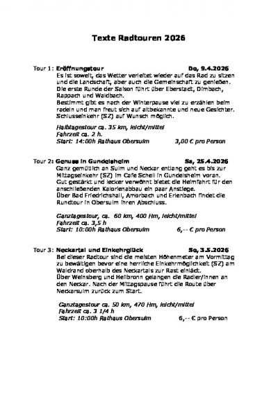 Radtouren 2026