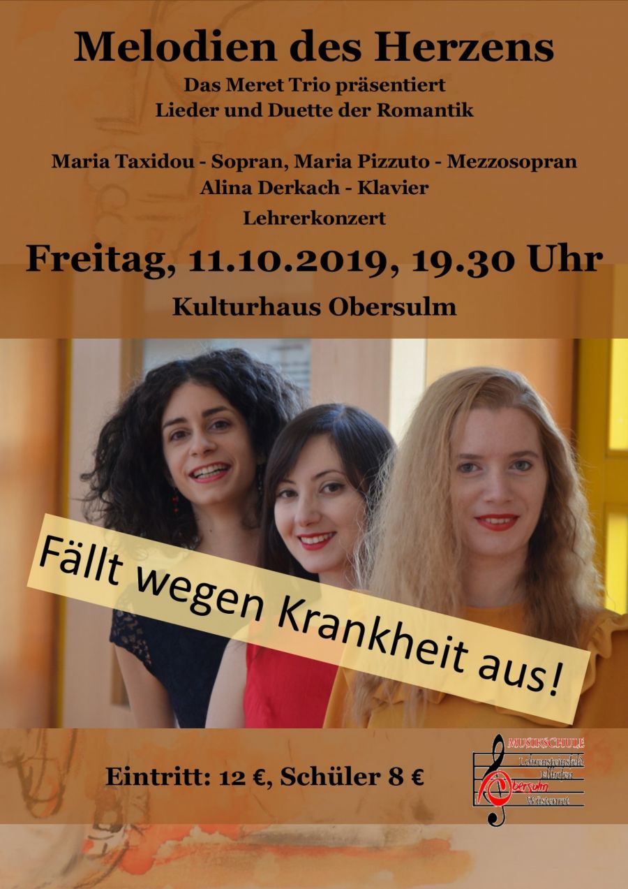 Plakat Meret Trio Konzert entfällt