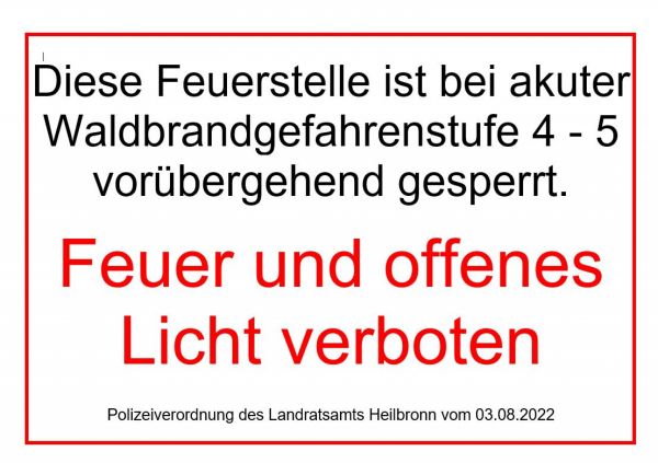 Feuerstelle gesperrt