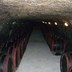 Weinfässer in den Kellern