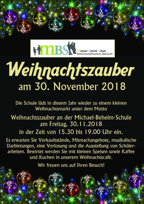 Weihnachtszauber an der Michael-Beheim-Schule (Design: Nussbaum-Verlag)