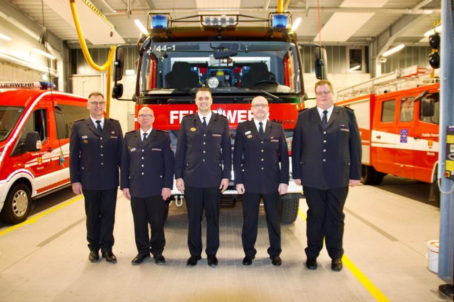 Bild von links nach rechts: Bernd Frisch,Reiner Schüro,Dino Mehic, Ralph Gottschick, Nico Horwath (© Freiwillige Feuerwehr Obersulm)