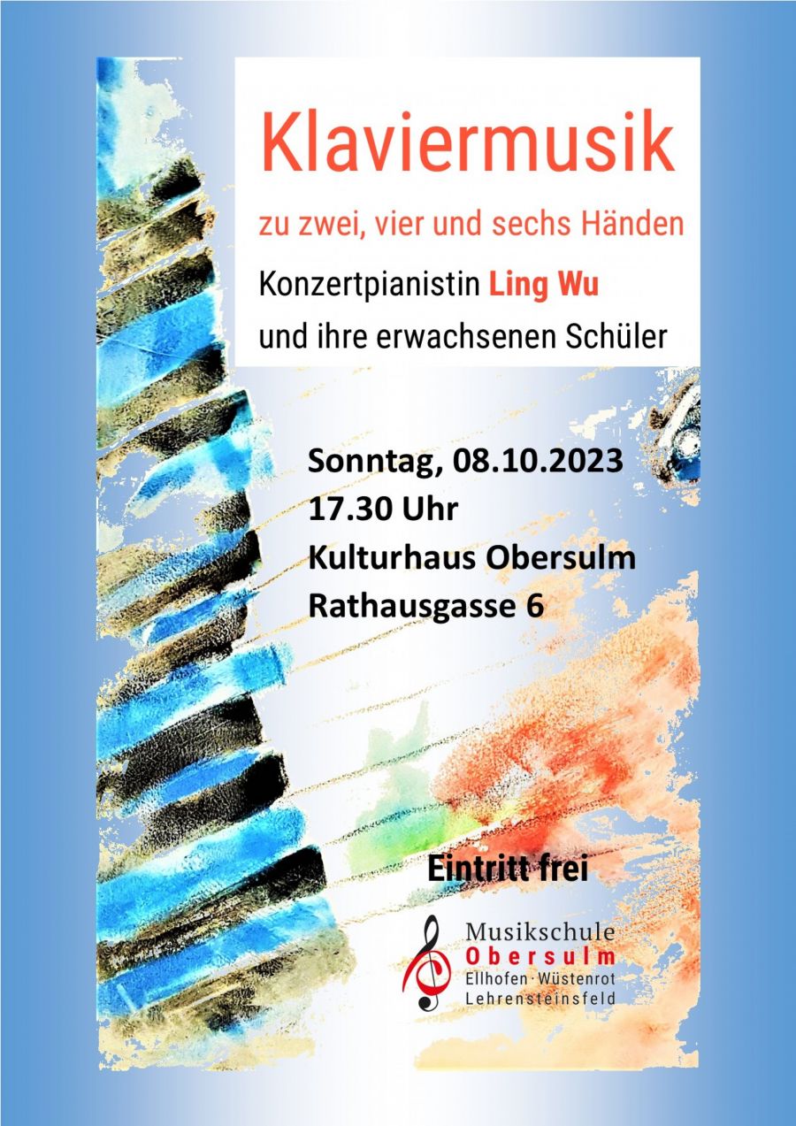Plakat Ling Wu mit ihren Schülern