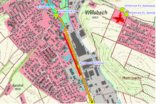 Verkehrsführung Neubau Gehweg Löwensteiner Straße