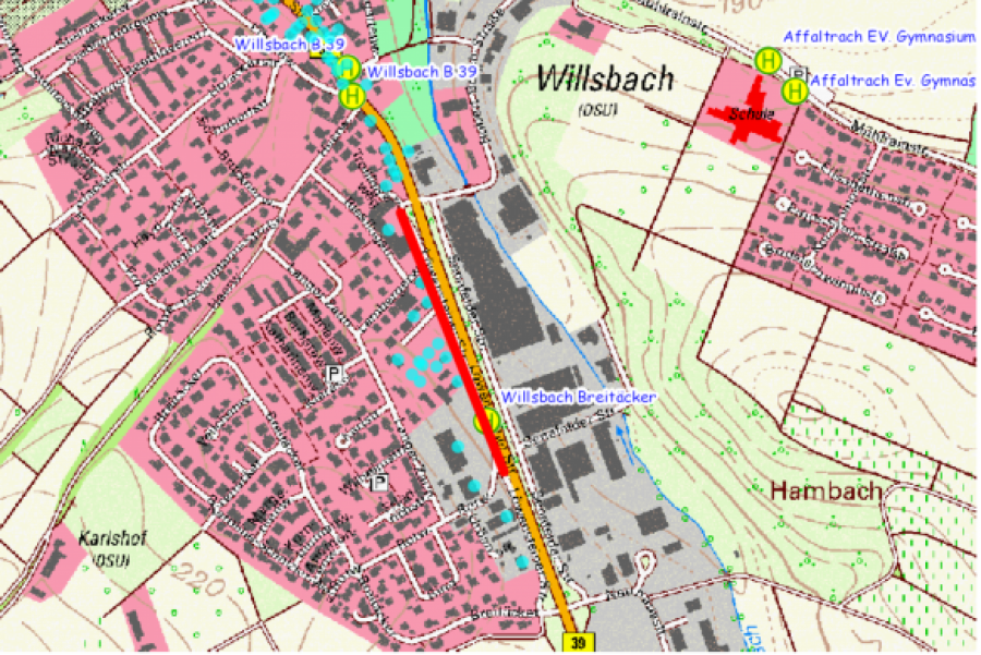 Verkehrsführung Neubau Gehweg Löwensteiner Straße