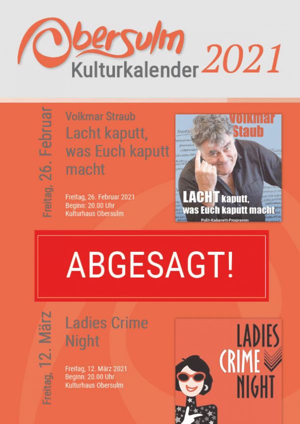 Veranstaltungen am 26.02.2021 und 12.03.2021