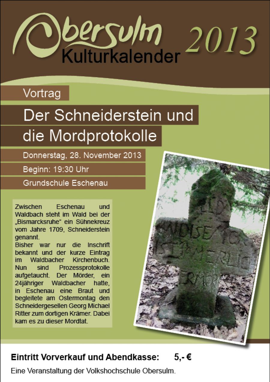 Vortrag: Der Schneiderstein und die Mordprotokolle